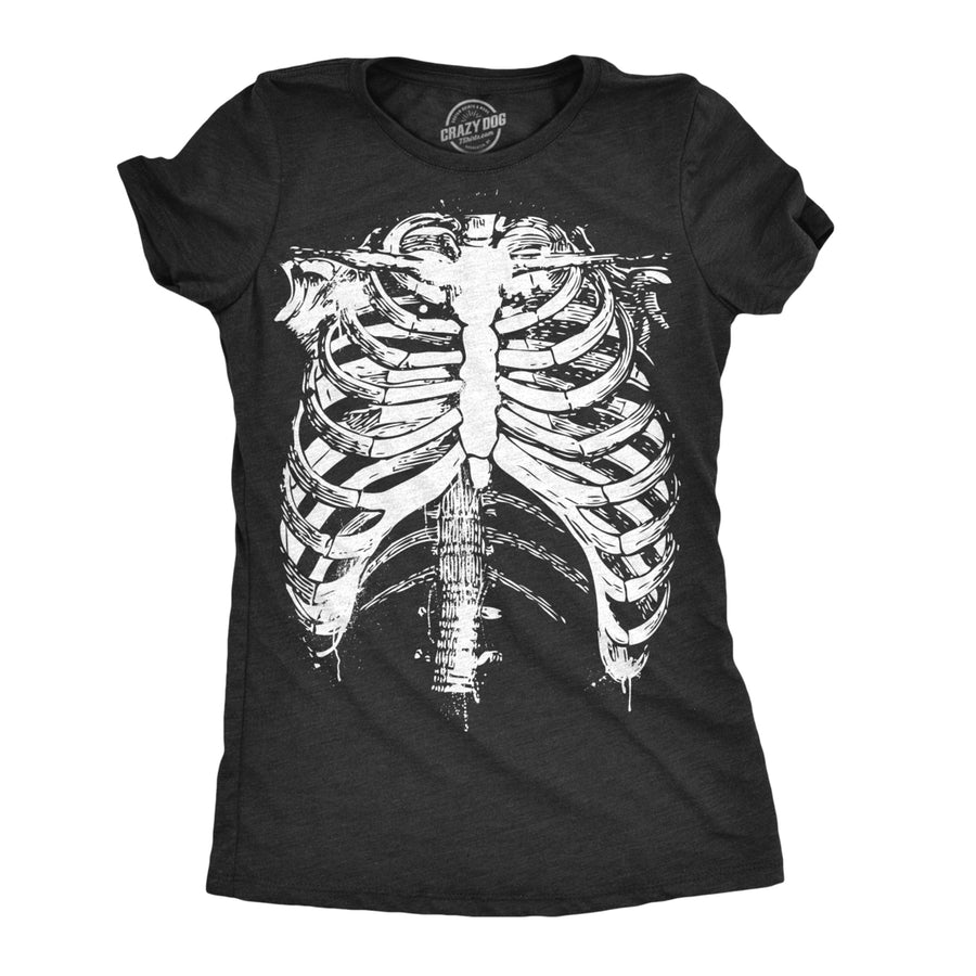 Womens Splattered Rib Cage Tshirt Cool Skeleton Halloween Costume Tee For Ladies Image 1