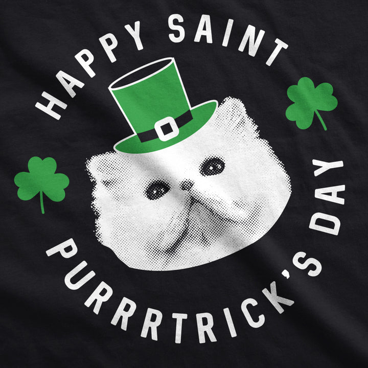 Mens Happy Saint Purrtricks Day T Shirt Funny Saint Patricks Day Cat St Patty Image 2