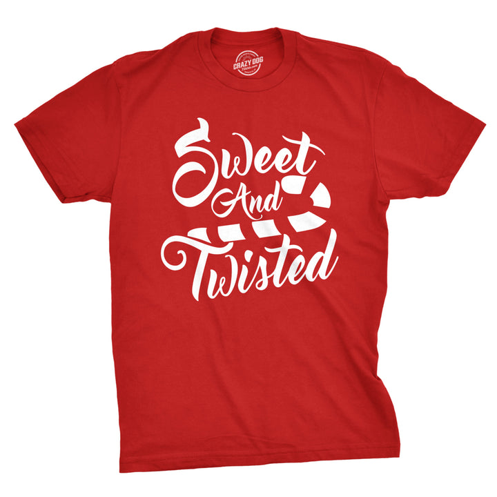 Mens Sweet And Twisted Tshirt Cute Funny Candycane Christmas Tee For Guys Image 1