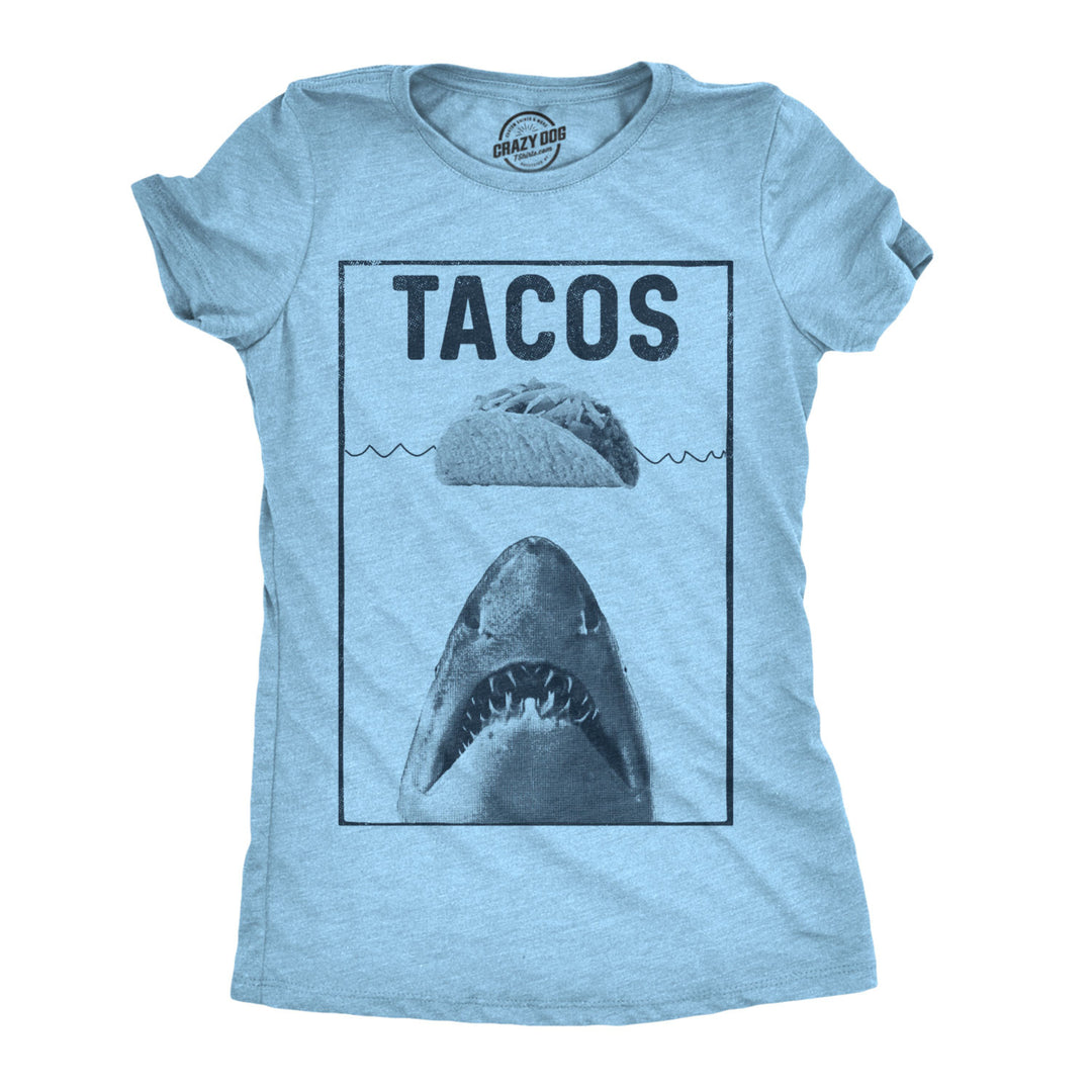 Womens Tacos Shark Tshirt Funny Jaws Tee For Ladies Image 1