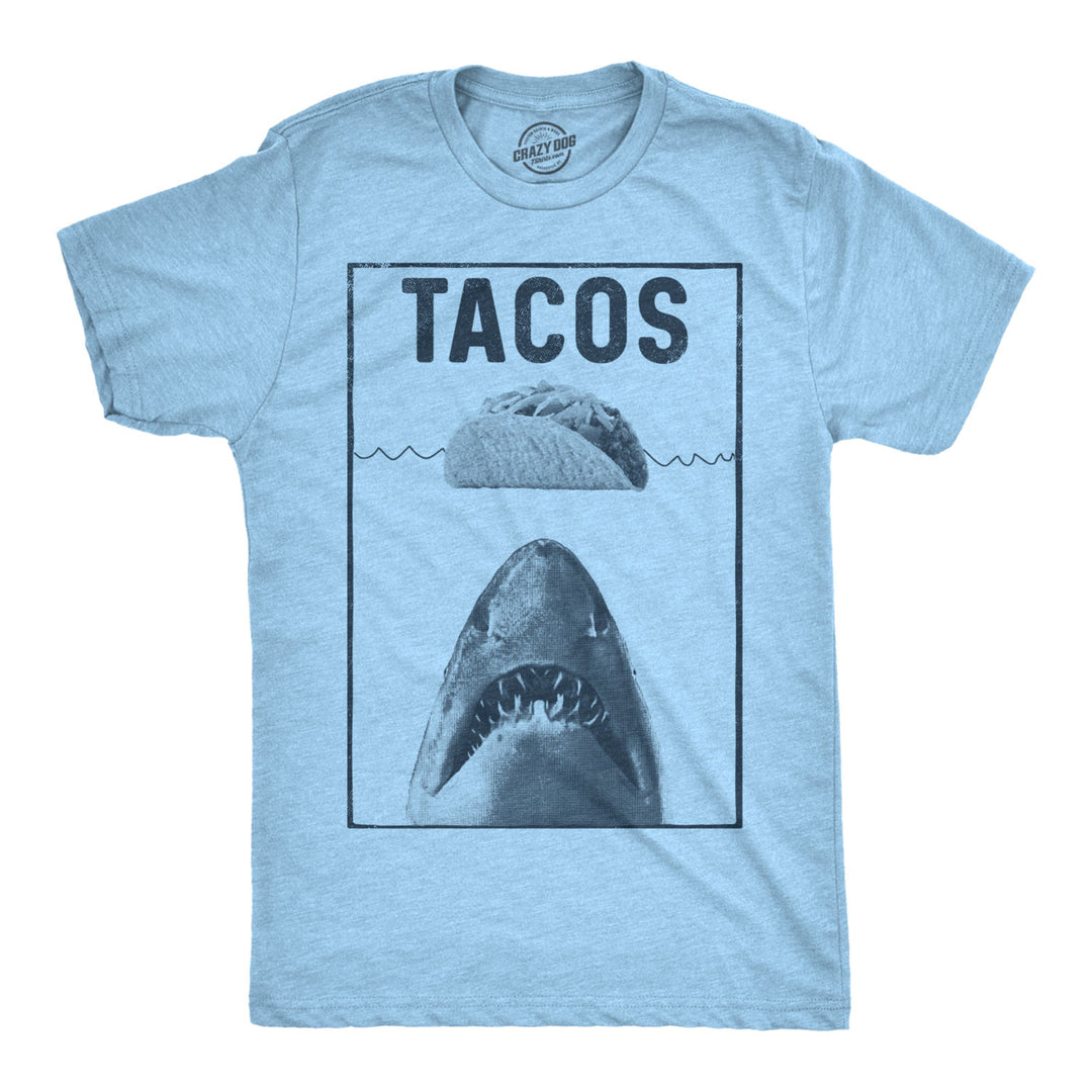 Mens Tacos Shark Tshirt Funny Jaws Tee For Guys Image 1