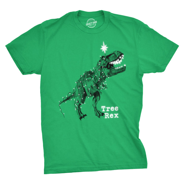 Mens Tree Rex T shirt Funny Christmas T Rex Dinosaur Gag Sarcasm Image 1