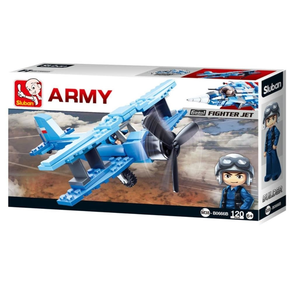 Sluban Kids SLU08618 Army Aircraft Fighter Jet Building Blocks 120 Pcs set Building Toy Army Fighter Jet Image 1