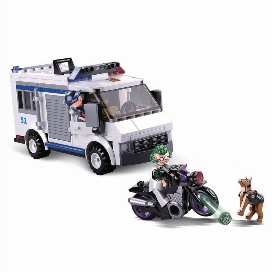 Sluban Kids SLU08628 Police Prisoner Transporter K9 Unit with Motorcycle Building Blocks 117 Pcs set Building Toy Police Image 1