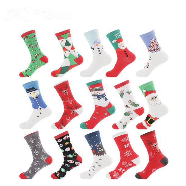 10-Pack Christmas Cotton Socks Santa Snowman Snowflake Socks Image 1