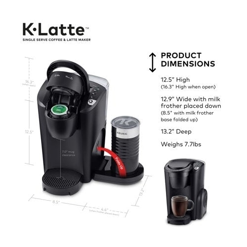 Keurig K-Latte Single Serve K-Cup Coffee and Latte MakerComes with Milk FrotherCompatible With all Keurig K-Cup Image 1