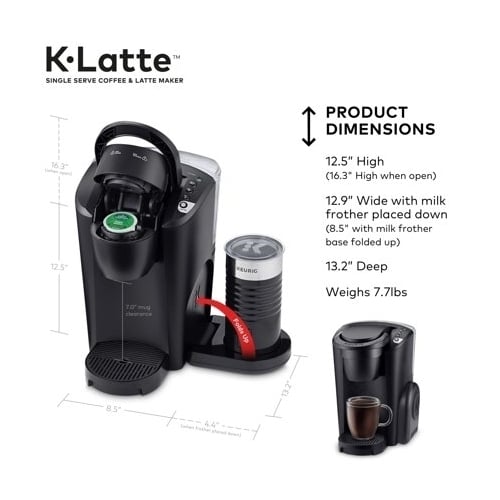 Keurig K-Latte Single Serve K-Cup Coffee and Latte Maker Comes with Milk Frother Compatible With all Keurig K-Cup Pods Image 1