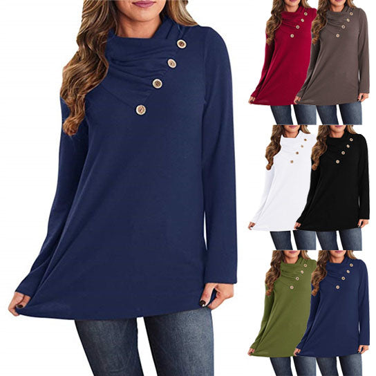 Long Sleeve Button Lapel Neck Shirt Casual Loose Dress Image 1