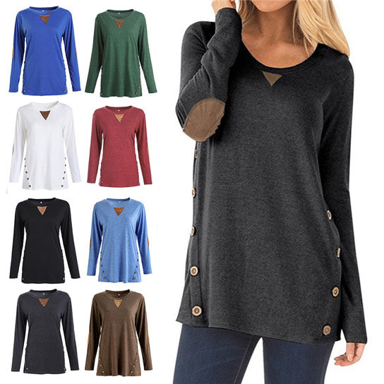 Long Sleeve Elbow Patch Tunic  Tops Image 1