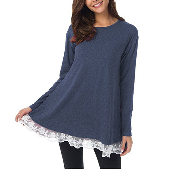 Lace Trim Swing Top Tunic Loose Image 9