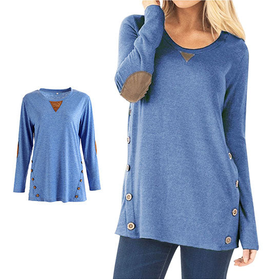 Long Sleeve Elbow Patch Tunic  Tops Image 7