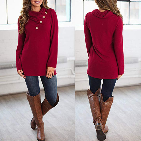 Long Sleeve Button Lapel Neck Shirt Casual Loose Dress Image 3