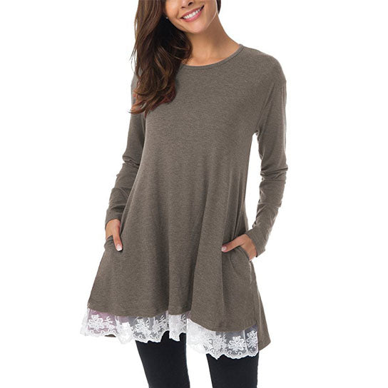 Lace Trim Swing Top Tunic Loose Image 8