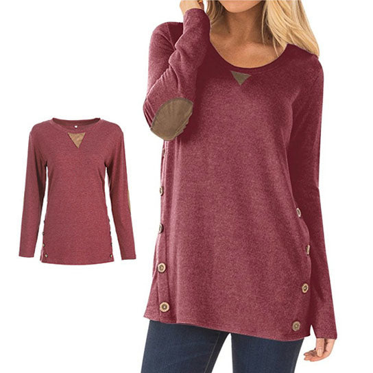 Long Sleeve Elbow Patch Tunic  Tops Image 4