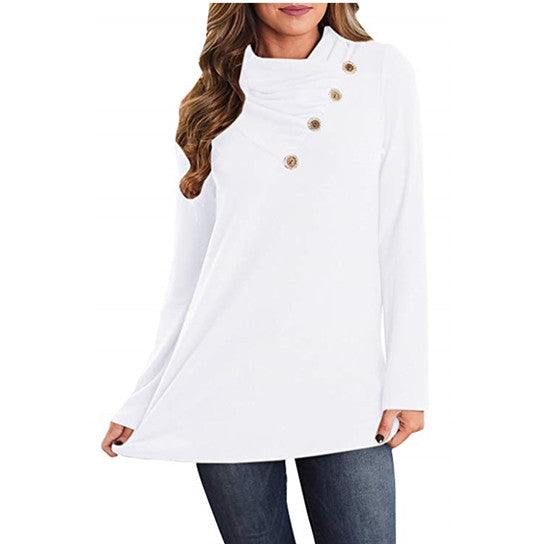 Long Sleeve Button Lapel Neck Shirt Casual Loose Dress Image 4