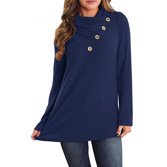 Long Sleeve Button Lapel Neck Shirt Casual Loose Dress Image 2