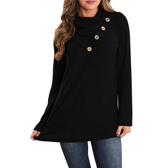 Long Sleeve Button Lapel Neck Shirt Casual Loose Dress Image 6