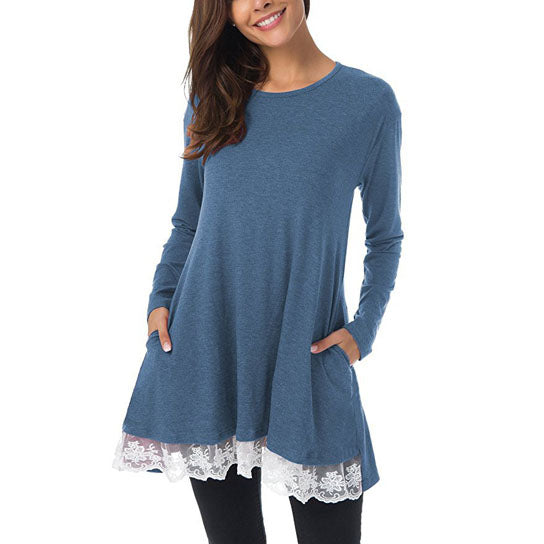 Lace Trim Swing Top Tunic Loose Image 4