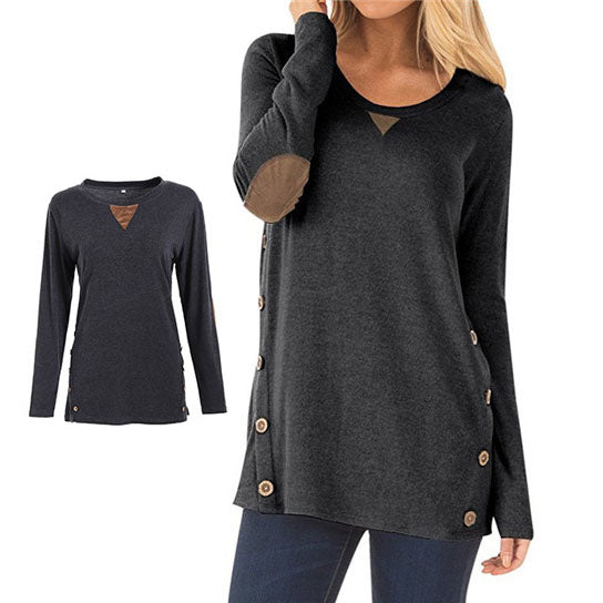 Long Sleeve Elbow Patch Tunic  Tops Image 8