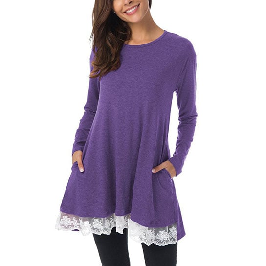 Lace Trim Swing Top Tunic Loose Image 2