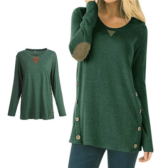 Long Sleeve Elbow Patch Tunic  Tops Image 1