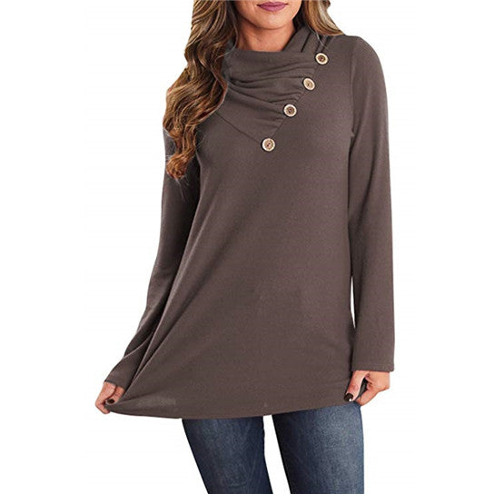 Long Sleeve Button Lapel Neck Shirt Casual Loose Dress Image 4