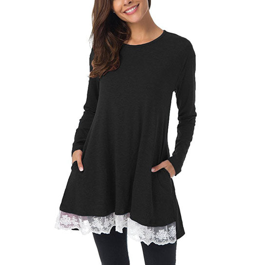 Lace Trim Swing Top Tunic Loose Image 7