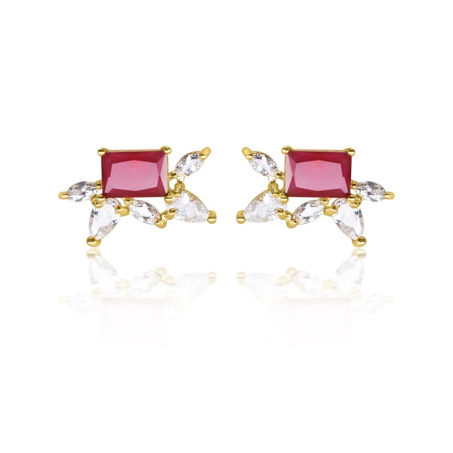 Gold Filled High Polish Finsh Ruby Elements Stud Earrings Image 1