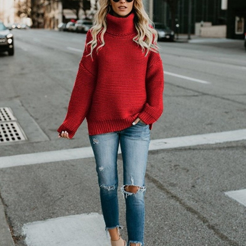 Womens Fashion Long Sleeve Turtleneck Sweater Image 3