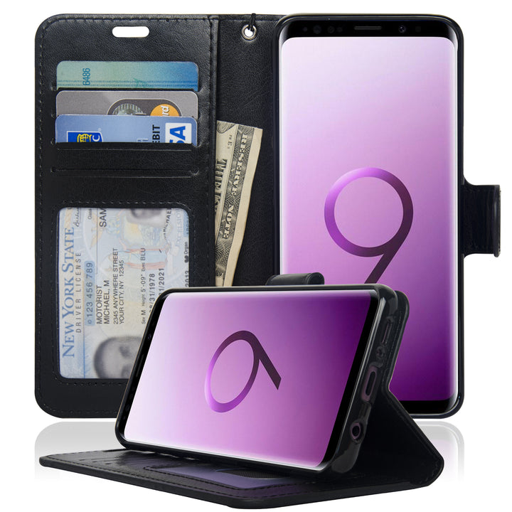 navor Slim and Light Premium Flip Wallet Case with RFID Protection Compatible for Samsung Galaxy S9 Image 1