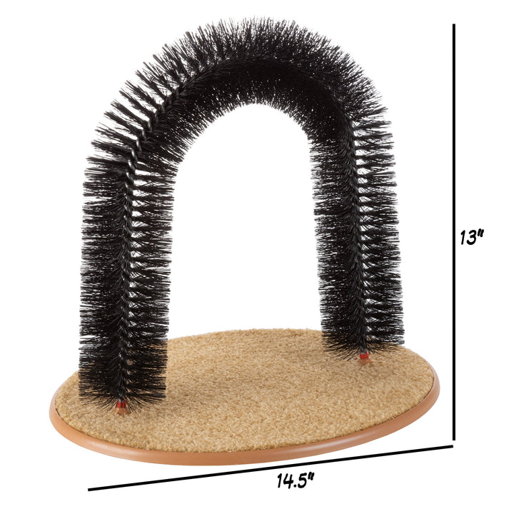 Self Grooming Cat Arch Brush and Scratcher Durable Carpet Base Massager 14.5" Image 2