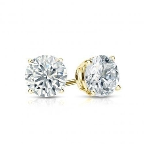 Genuine 14K Yellow Gold Over Sterling Silver 1.5 ct Round Cut Stud Earrings Image 1