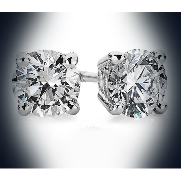 14K White Gold Filled High Polish Finsh 1.5 ct Round Brilliant Cut Stud Earring Unisex Image 1