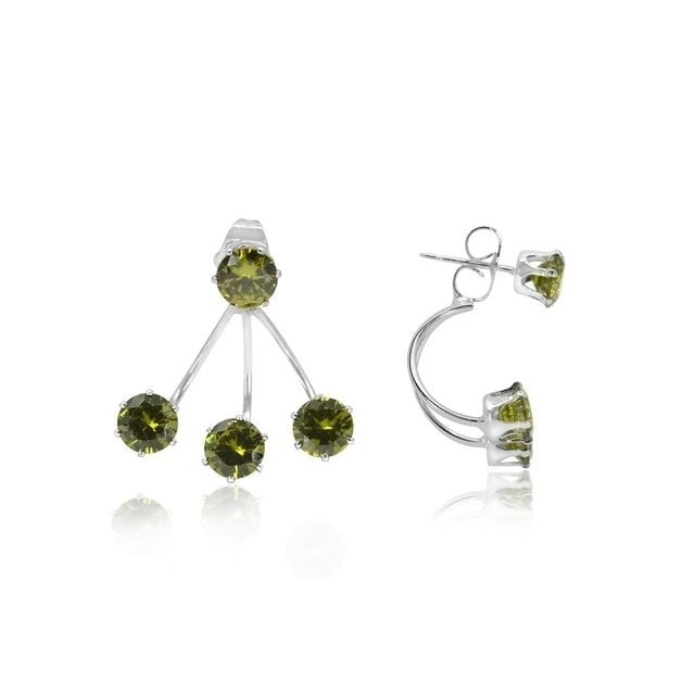 925 Sterling Silver Genuine Green Tree Stud Earrings Image 1