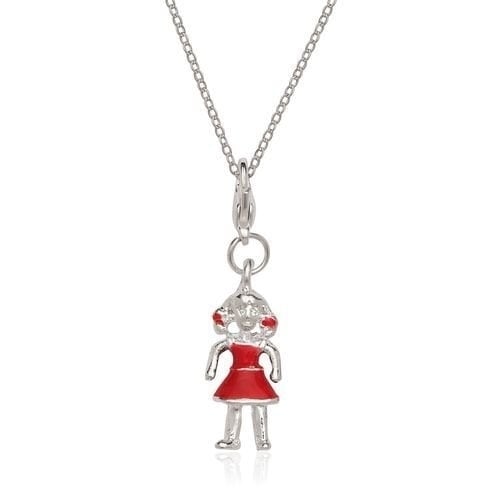 Rhodium Filled High Polish Finsh over Sterling Silver GIRL Charm And Chain Image 1