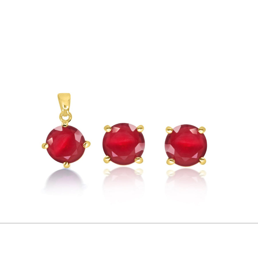 4CT Gold Filled High Polish Finish Genuine Ruby Set Image 1