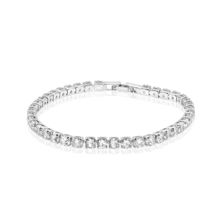 Amazing Luxurious Classic White Tennis Bracelet Silver Filled High Polish Finsh Image 1