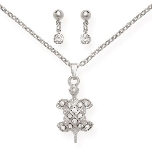 White Turtle Pendant Earring SET Silver Filled High Polish Finsh Image 1