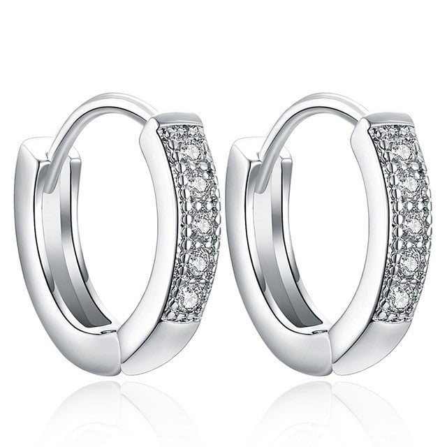 925 Sterling Silver Cz Huggies Hoop Clip Huggie Earrings Image 1