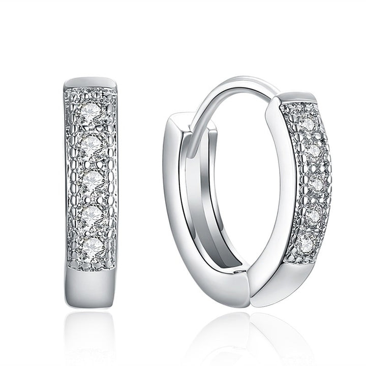 925 Sterling Silver Cz Huggies Hoop Clip Huggie Earrings Image 2