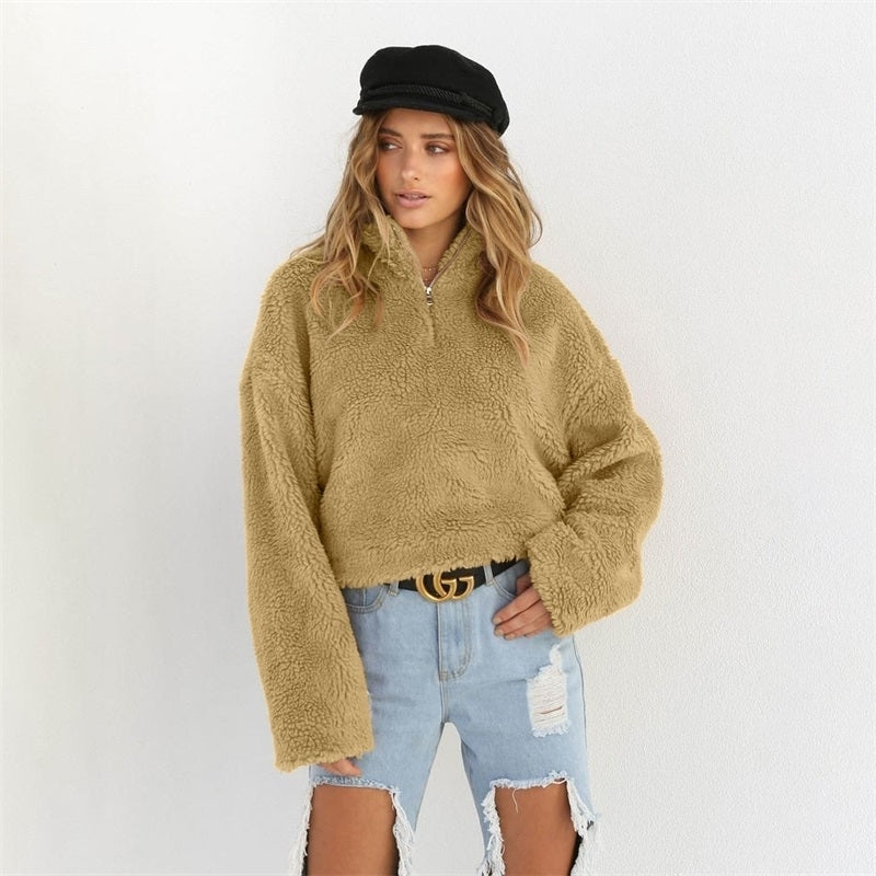 Womens High Collar Long Sleeve Thick Sweater Image 3