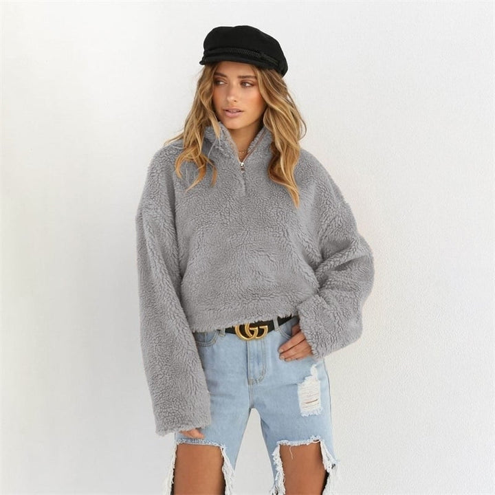 Womens High Collar Long Sleeve Thick Sweater Image 1