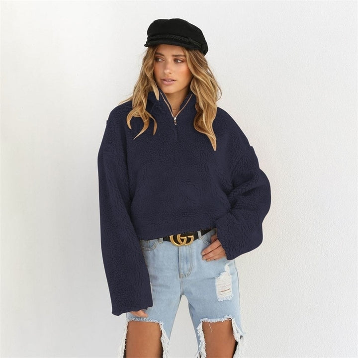 Womens High Collar Long Sleeve Thick Sweater Image 4