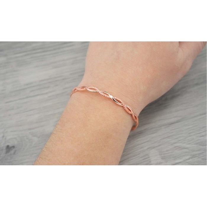 Womens 14k Rose Gold Plated Twisted Bangle Bracelet Image 3