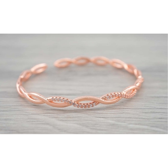 Womens 14k Rose Gold Plated Twisted Bangle Bracelet Image 1