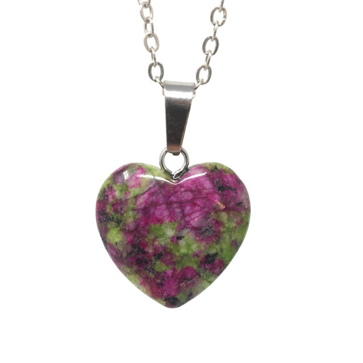 Watermelon Tourmaline Heart Slice 14k Gold Plated Heart Pendant Necklace Image 1