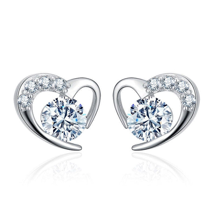 18K Gold Plated CZ Crystal Heart Stud Earring Image 1