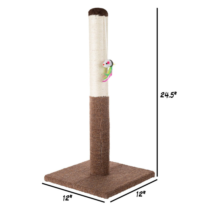 Tall Cat Scratching Post with Sisal Rope and Carpet Interactive Hanging Mouse Toy Image 3