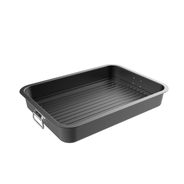 Roasting Pan with Flat Rack-Nonstick Oven Roaster and Removable Tray-Drain Fat and Grease for Healthier Cooking-Kitchen Image 1