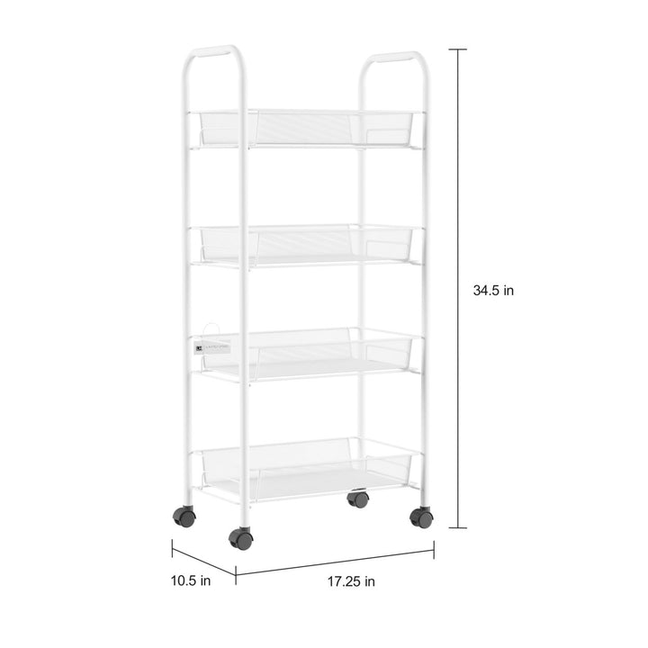 4-Tiered Narrow Rolling Storage Shelves - Mobile Space Saving Utility Organizer Cart for Kitchen, Bathroom, Laundry, Image 3
